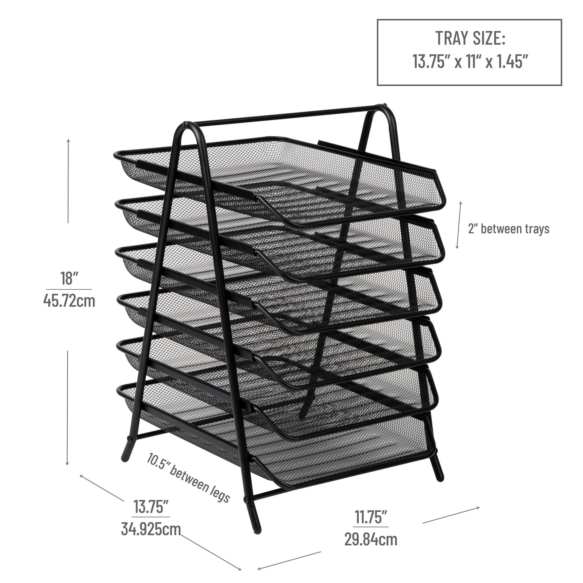 Mind Reader Black Metal Mesh 6-Tier Paper Tray